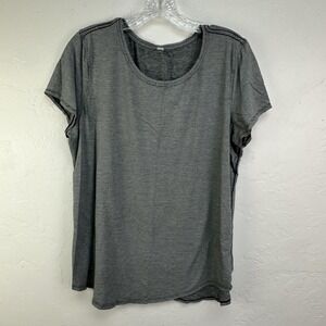 Lululemon Shirt Womens Medium Gray Scoop Neck Cotton Blend Short Sleeve Athletic